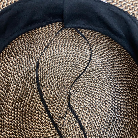 Woven straw hat,black ribbon trim,NEW, adjustable - Picture 6 of 6